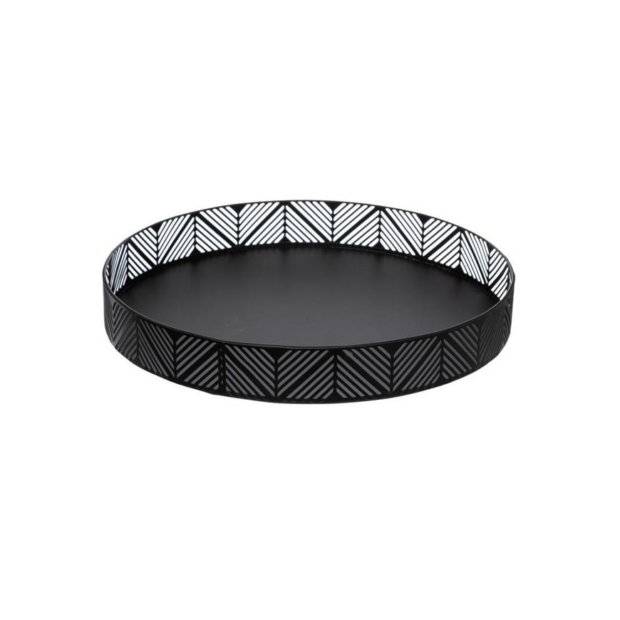 Decorative tray, Boho style for the kitchen, black, diameter 30 cm - Secret de Gourmet