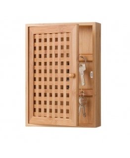 Zeller Bamboo Key Cabinet Case, Holder Bamboo Key