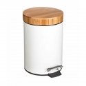 5five Simply Smart DUSTBIN pedal bin with bamboo lid - metal, bamboo, white, 21 x 26 cm