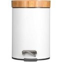 5five Simply Smart DUSTBIN pedal bin with bamboo lid - metal, bamboo, white, 21 x 26 cm