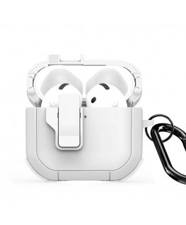 - AirPods 4 PECP Series PC+TPU Cover with Hook White