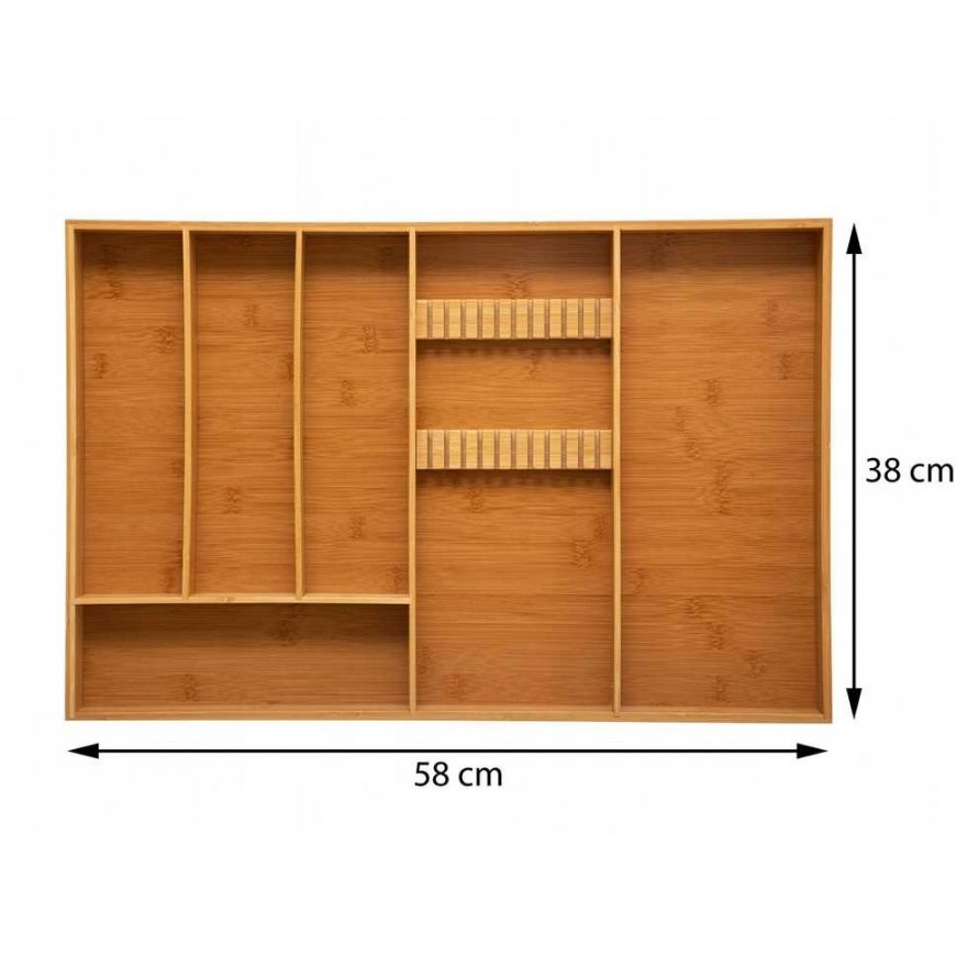 Bamboo Cutlery holder for drawer, bamboo, 58 x 38 cm – 5
