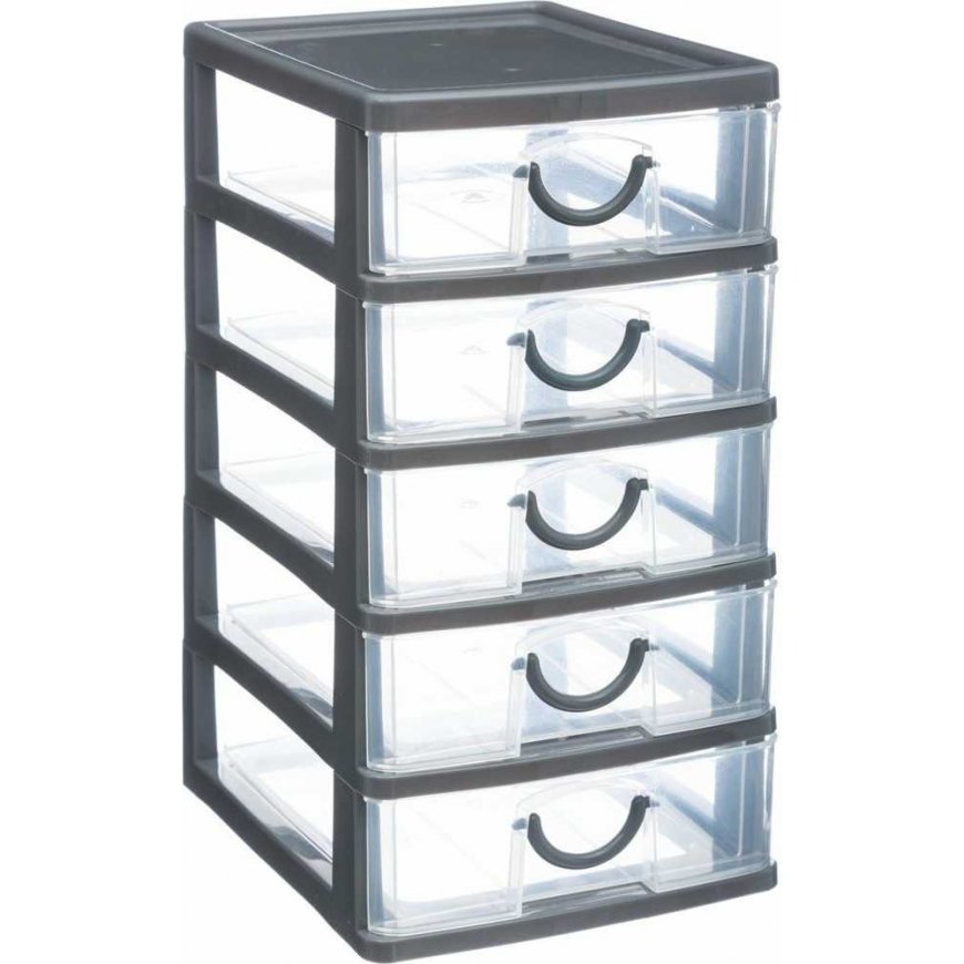 5five Simply Smart Thinking Organizer with 5 Drawers, 13 x 16 x 26 cm, Gray