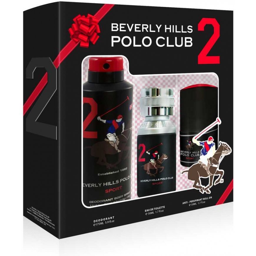 BEVERLY HILLS Polo Club Sport No. 2 lahjasetti wc-vesi 50 ml + spray deodorantti 175 ml + pallo antiperspirantti 50 ml50 ml
