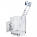 Wenko Weko "Quadro" toothbrush holder with vacuum holder, silver/transparent