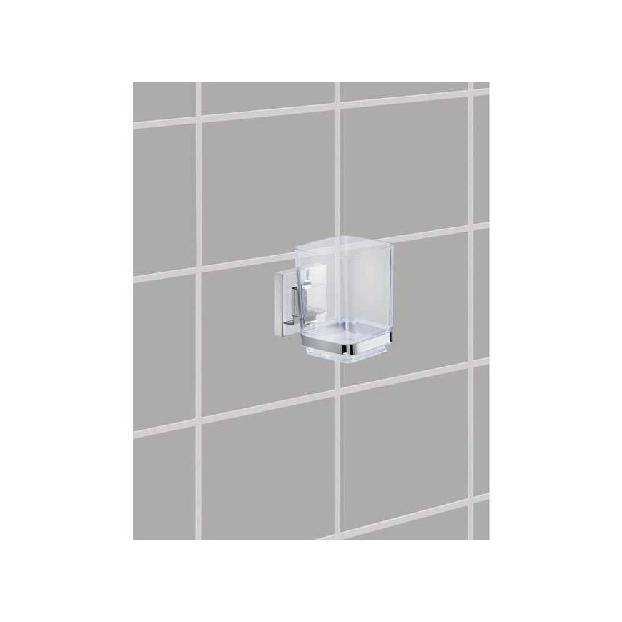 Wenko Weko "Quadro" toothbrush holder with vacuum holder, silver/transparent – 5