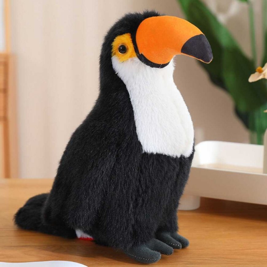 Lean Toys Pehmo Toucan Bird pehmolelu maskotti Söpö lelu valkoinen 35cm – 2