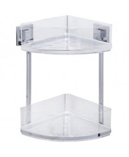 Corner bathroom shelf QUADRO, Vacuum-Loc, 2 levels, WENKO