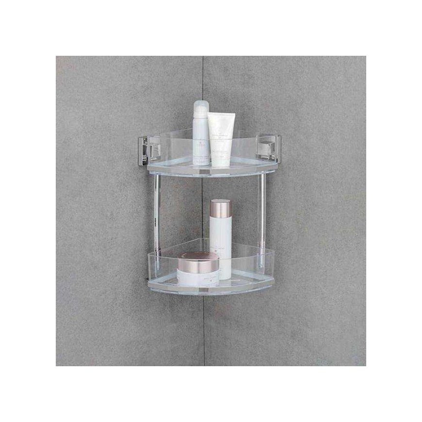 Kampinė lentyna vonios kambariui QUADRO, Vacuum-Loc, 2 lygių, WENKO – 3