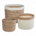Hs Decoration PIECES Jute storage baskets, round, 3 pcs., natural color + white Hs Decoration PIECES Jute storage baskets, round, 3 pcs., natural color + white