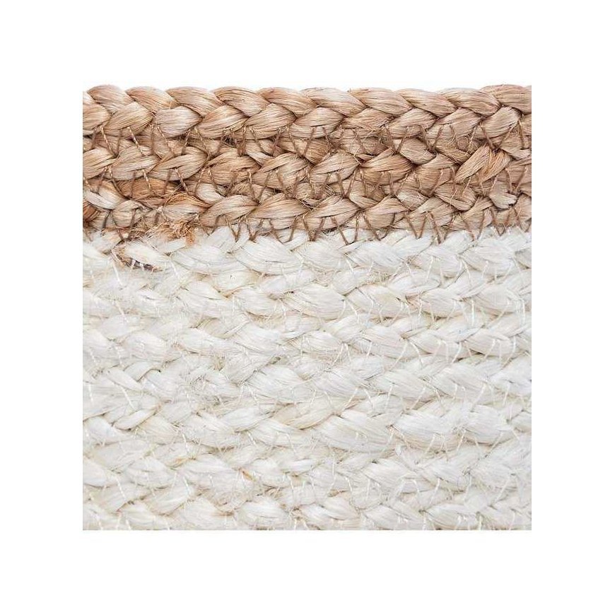 Hs Decoration PIECES Jute storage baskets, round, 3 pcs., natural color + white – 5