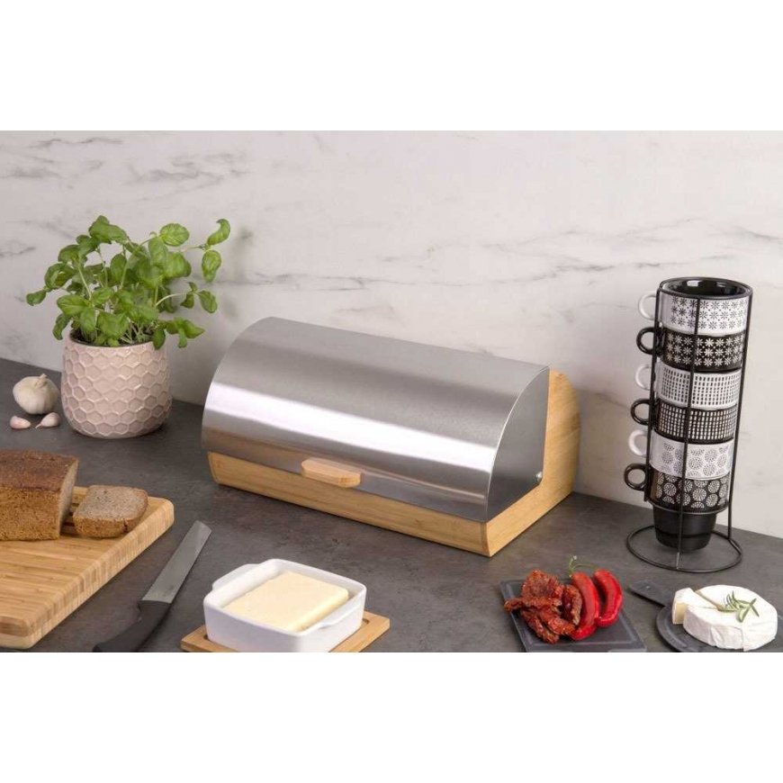 Bamboo Zeller leipälaatikko 39 x 25,5 x 18,5 cm bambu / ruostumaton teräs – 5