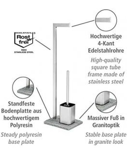 Wenko Toilet paper and toilet brush holder, GRANITE - 2 in 1, WENKO