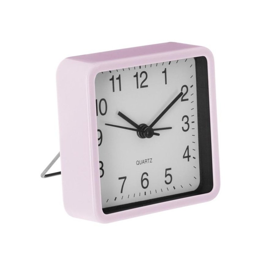 Quartz Silent Desk Clock for Bedroom Alarm Clock with Quartz Mechanism, Pink