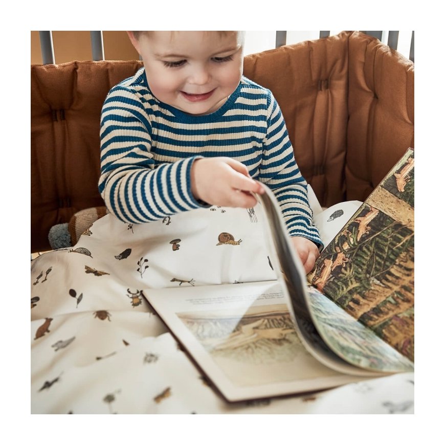 LEANDER - Forest baby bedding, organic cotton, 70x100 cm, cappuccino