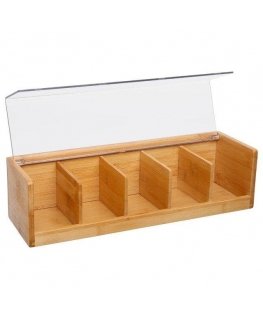 5five Simply Smart Bamboo Wooden Tea Box - 5 Compartments, Bamboo