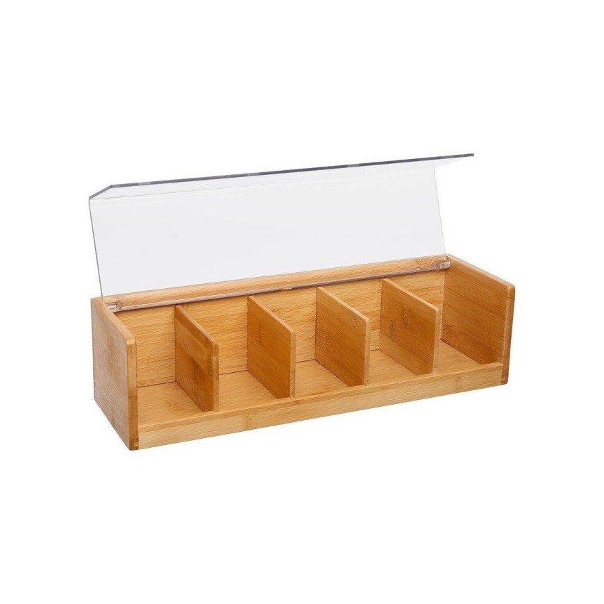 5five Simply Smart Bamboo Medinė arbatos dėžutė - 5 skyreliai, bambukinė