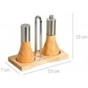Salt shaker and pepper shaker, built on a wooden base, KESPER