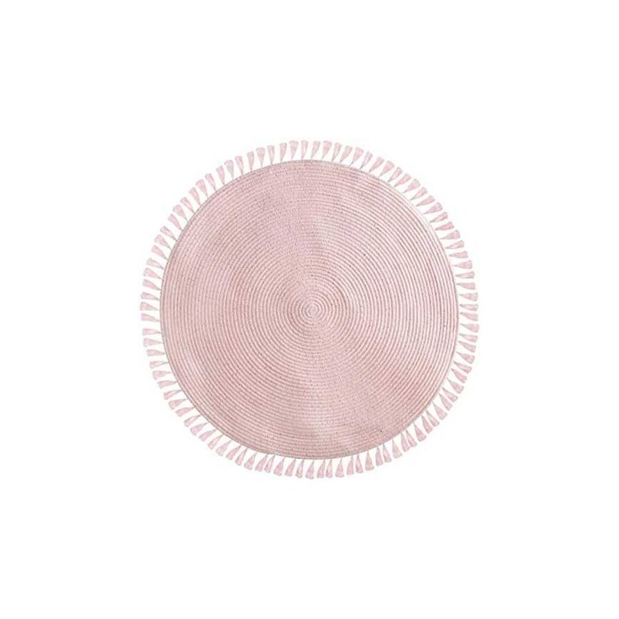 Dekoracja Domu Pink Lurex decorative rug, diameter 90 cm with fringes, pink