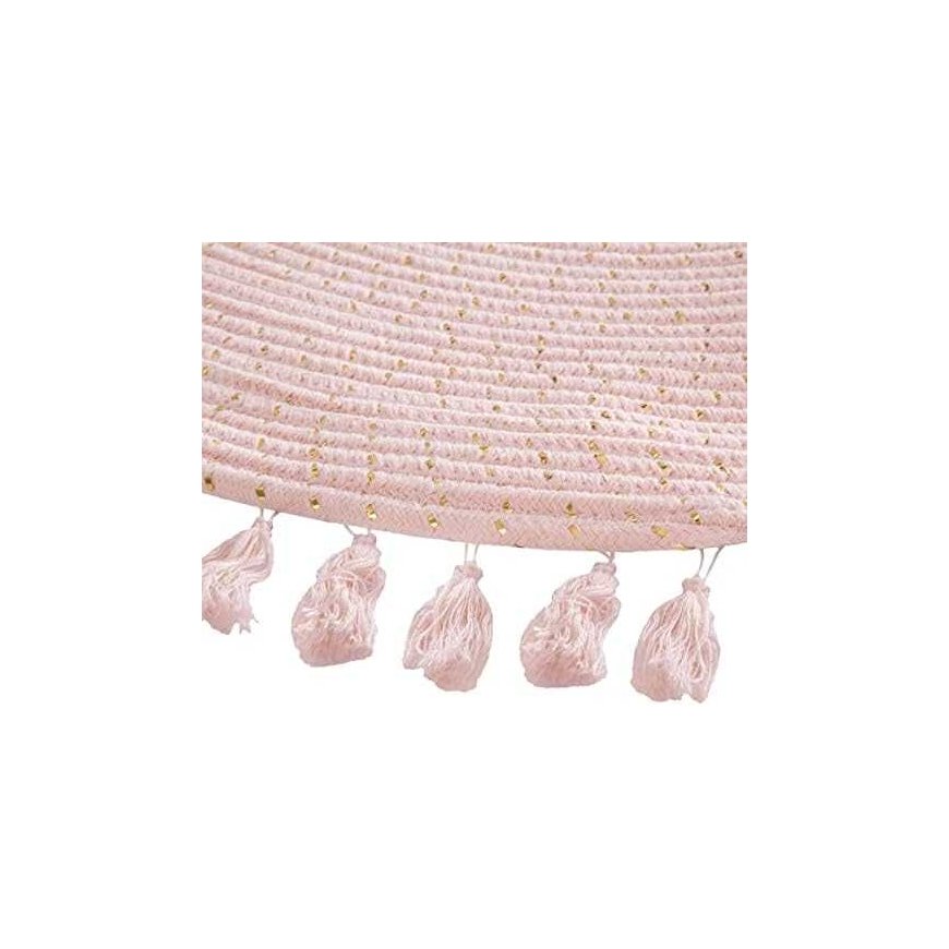 Dekoracja Domu Pink Lurex koristematto, halkaisija 90 cm hapsuilla, pinkki – 2