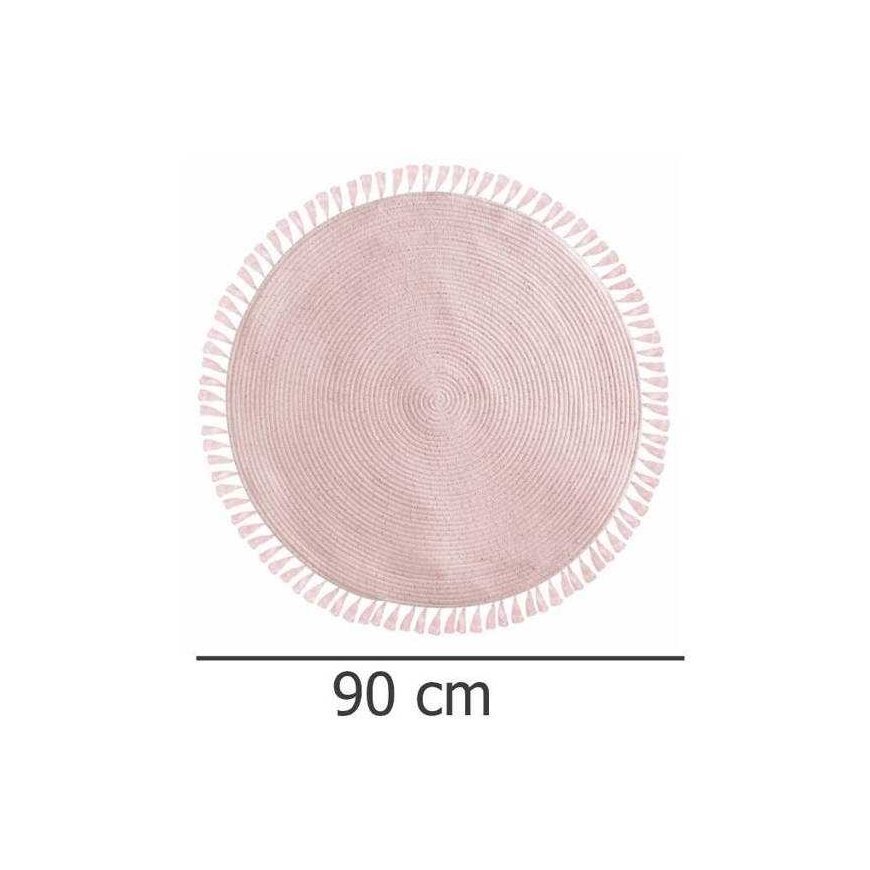 Dekoracja Domu Rožinė Lurex dekoratyvinis kilimas, skersmuo 90 cm su kutais, rožinis – 5