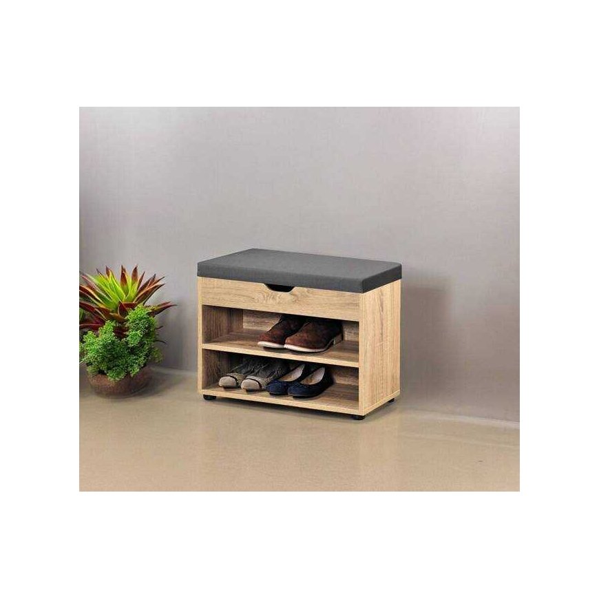 Kesper Bench Wooden shoe cabinet with seat, hallway bookcase with practical seating bench – 2