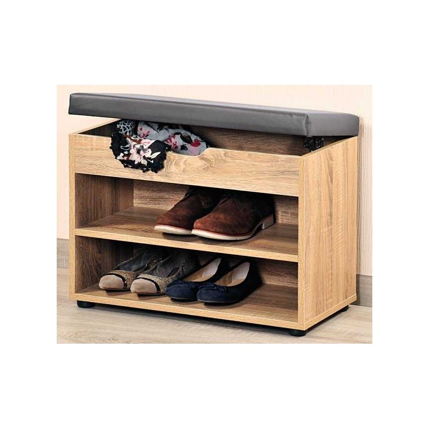 Kesper Bench Wooden shoe cabinet with seat, hallway bookcase with practical seating bench – 3