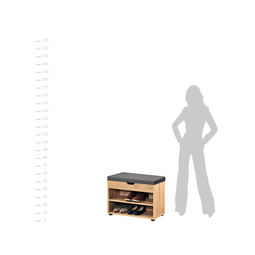 Kesper Bench Wooden shoe cabinet with seat, hallway bookcase with practical seating bench – 5