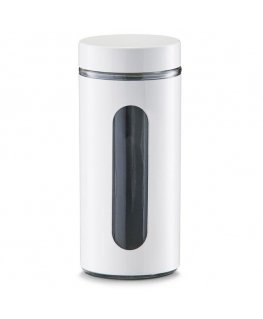 Storage container, glass, with lid, capacity 1.2 l, white, Zeller