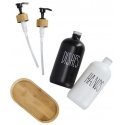 Zeller Skysčių ir muilo dozatorių rinkinys su bambukiniu stovu, 2 x 500 ml Zeller Skysčių ir muilo dozatorių rinkinys su bambukiniu stovu, 2 x 500 ml