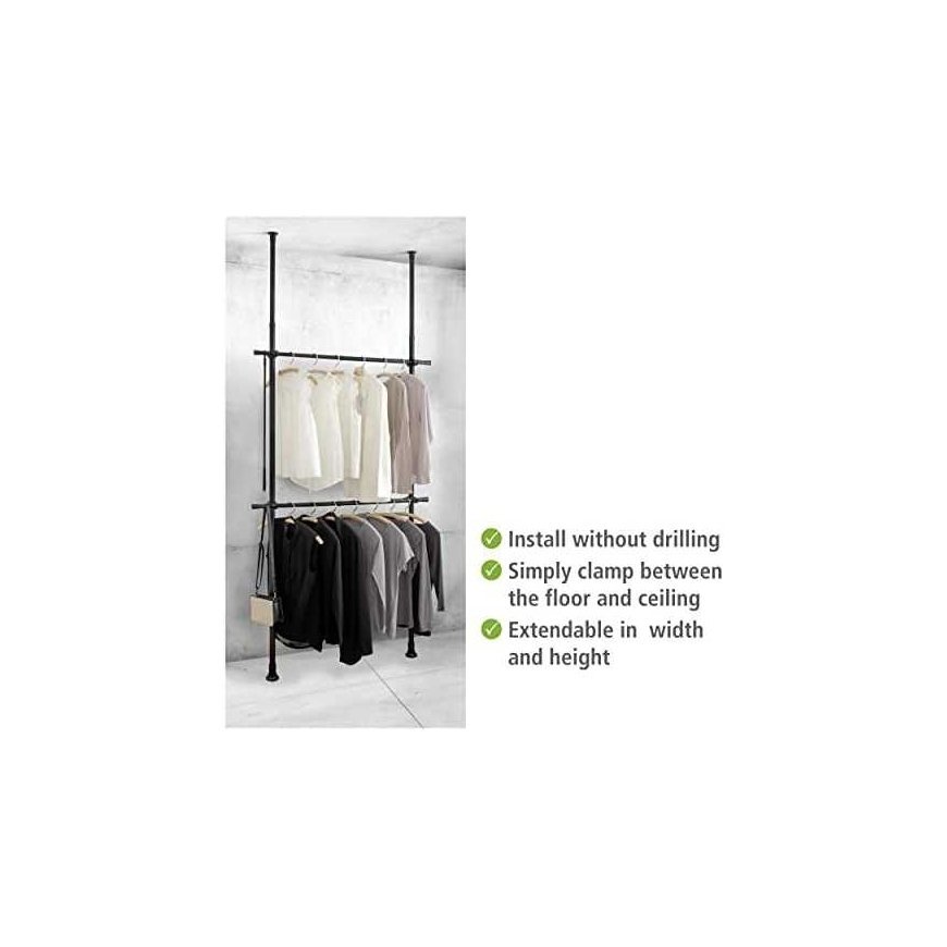 Telescopic wardrobe system HERKULES BASIC, color black, WENKO – 2