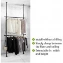 Telescopic wardrobe system HERKULES BASIC, color black, WENKO