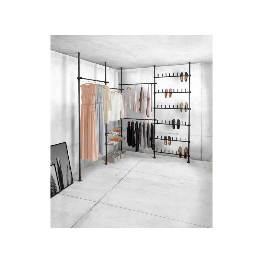 Telescopic wardrobe system HERKULES BASIC, color black, WENKO – 5