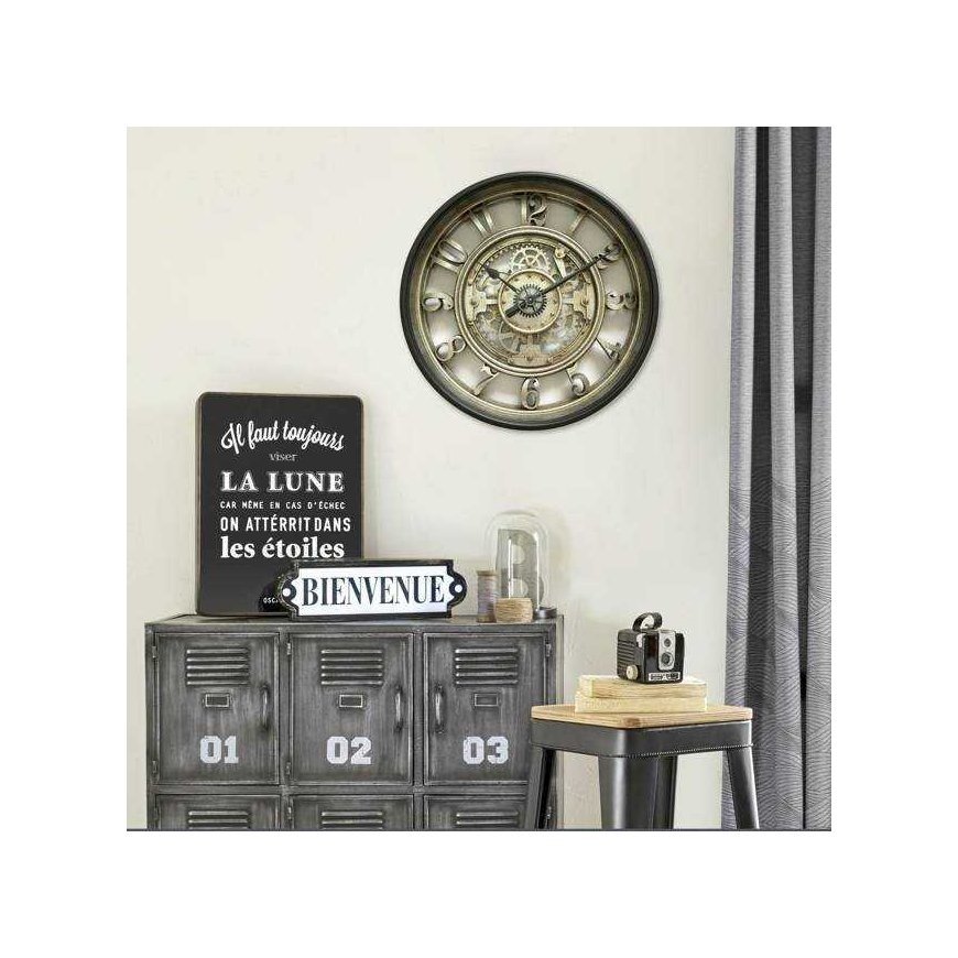Atmosphera MECA sieninis laikrodis loft style, Ø 51 cm, pilkas – 5