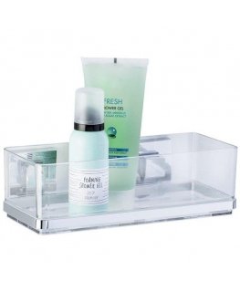 Quadro rectangular bathroom shelf with transparent container, Vacuum-Loc, shower, WENKO