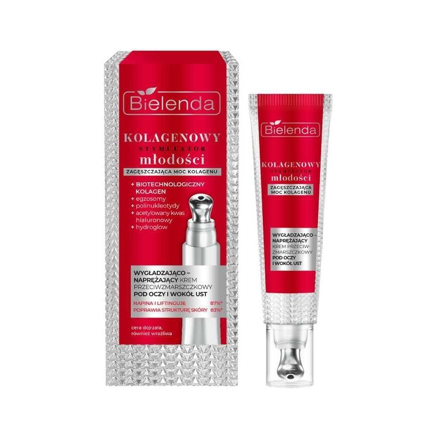BIELENDA Collagen Youth Stimulator Lyginantis ir stangrinantis kremas nuo raukšlių po akimis ir aplink burną 15 ml