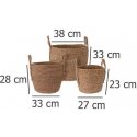 Lumarko set of 3 baskets with handles, brown, universal, various sizes, wicker baskets Lumarko set of 3 baskets with handles, brown, universal, various sizes, wicker baskets