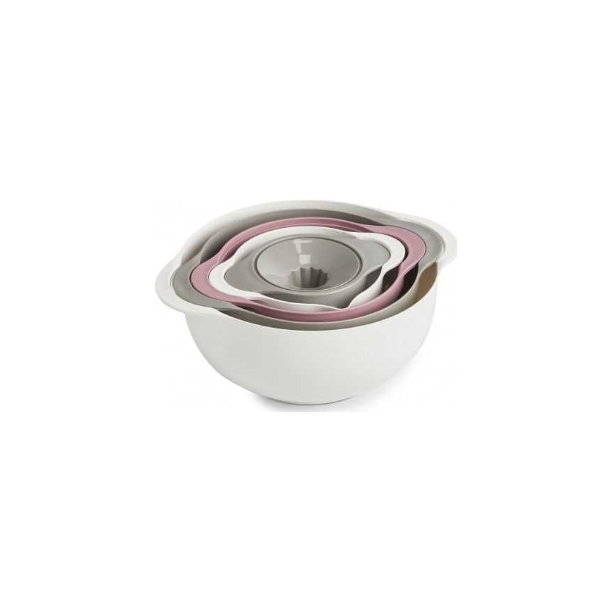 Zeller Monikäyttöinen keittiösarja, 5 kpl, valkoinen / harmaa / marja 12x7, 15x7,5, 18,5x8, 22x12, 26x12,5 cm