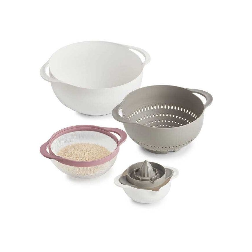 Zeller Daugiafunkcinis virtuvės komplektas, 5 vnt., balta / pilka / uoginė 12x7, 15x7,5, 18,5x8, 22x12, 26x12,5 cm – 2