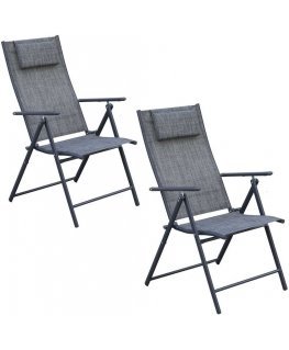 Saska Garden GARDEN CHAIR 57x68x106cm 2xTEXTLINE 7 POSITIONS WITH 2 HEADREST SET
