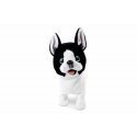 Close Interactive mascot dog walks on a leash