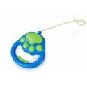 Close Interactive mascot dog walks on a leash