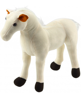 Lean Toys Pehmo hevonen pehmolelu maskotti pehmolelu valkoinen 40cm x 37cm