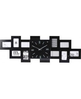 Home Styling Collection Wall clock with 10 black photo frames, 80 x 4 x 26 cm