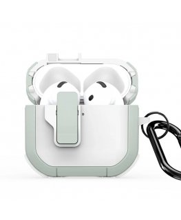 - AirPods 4 PECP Series PC+TPU Cover with Hook White Green