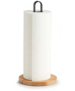 Zeller Stojak na papier kuchenny, bamboo / metal, black, 15x31.5 cm