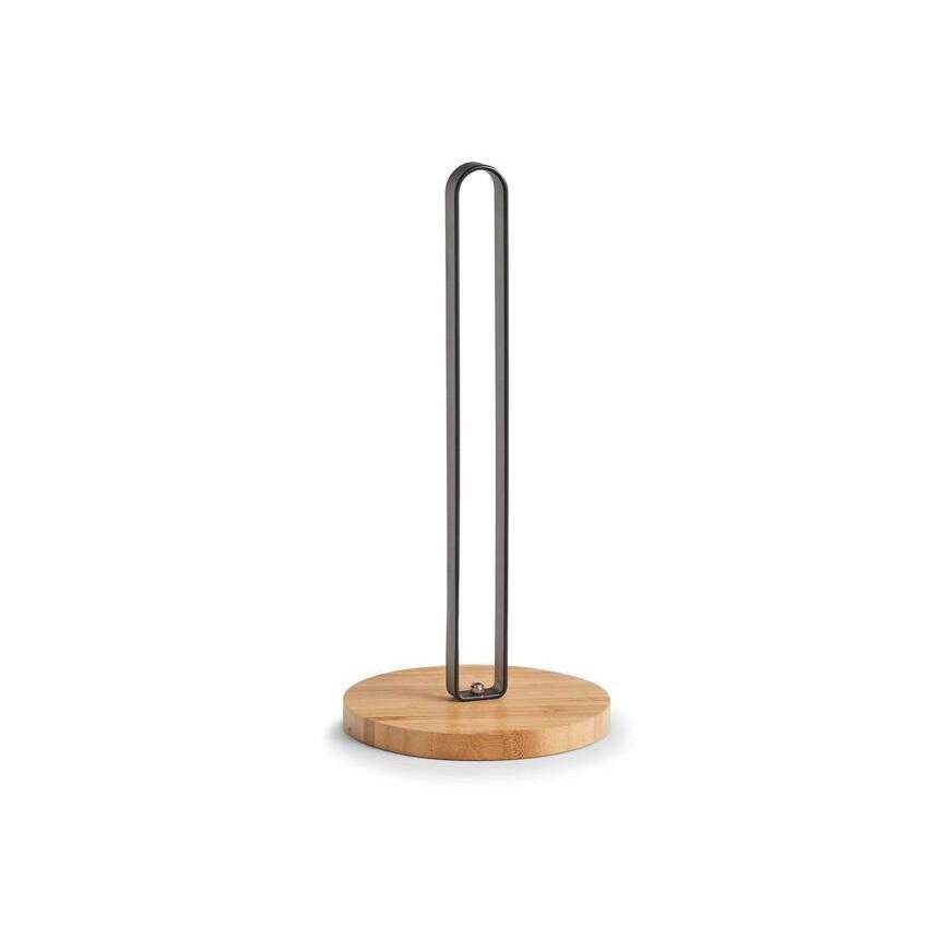 Zeller Stojak na papier kuchenny, bamboo / metal, black, 15x31.5 cm – 2