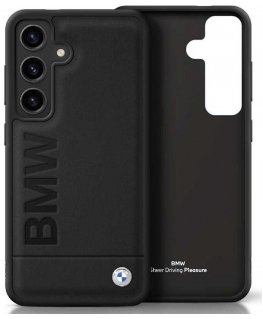 Case BMW Leather Big Wordmark for Samsung Galaxy S25+ black