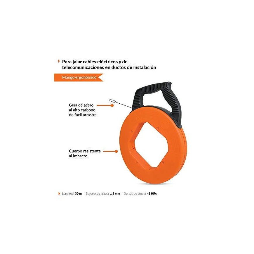 Kaapelin työntököysi rummussa, teräs 30m Truper® – 2