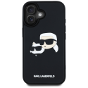 Karl Lagerfeld HC 3D Rubber Double Heads -kotelo iPhone 16:lle musta